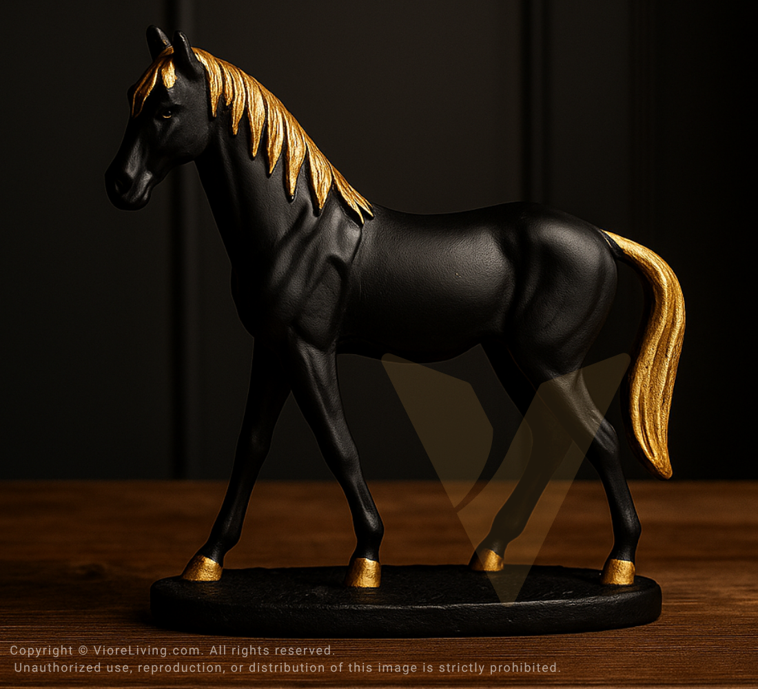 Midnight Stallion – Black & Gold Decor