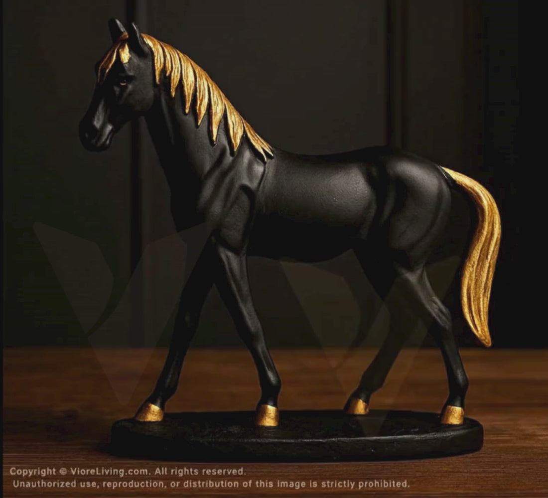 Midnight Stallion – Black & Gold Decor